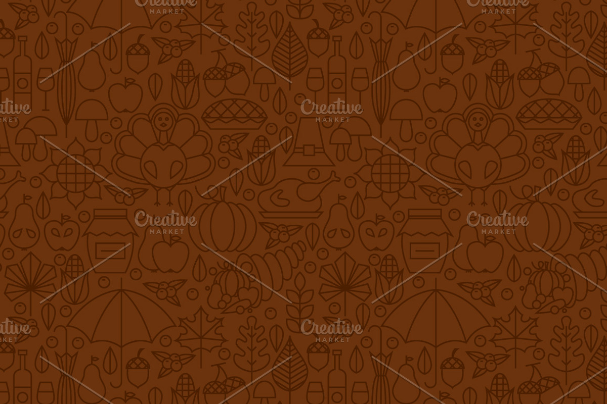 Thanksgiving Line Seamless Patterns, a Pattern Graphic by Anna_leni (Photo 3 of 7)