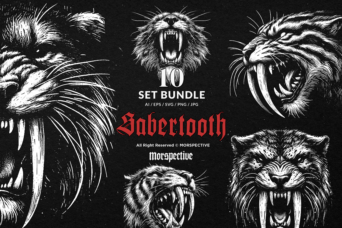 10 Bundle Dark Art Sabertooth, an Illustration by Morspective (Photo 1 of 7)