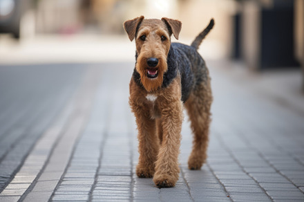 Airedale Terrier is walking in the c, a Photo by Iftikhar Alam