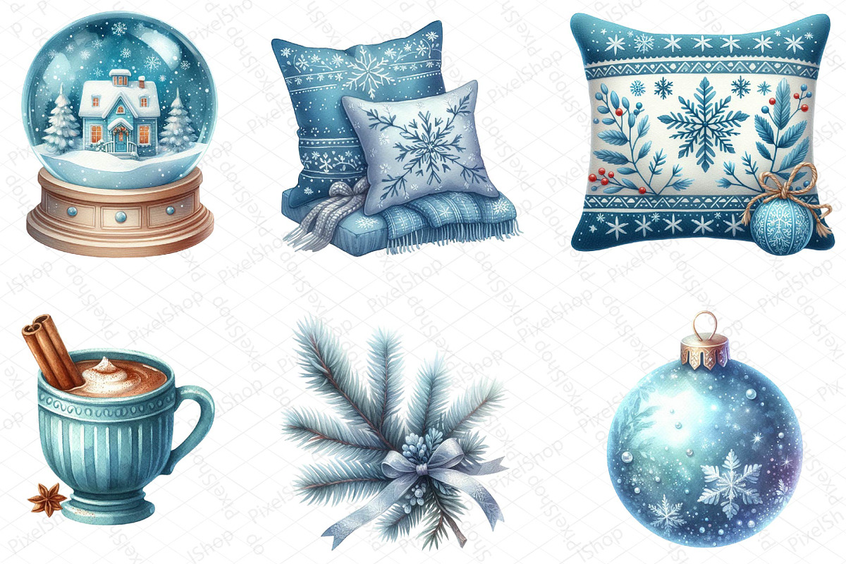 Cozy Christmas Blue Clipart, an Illustration by DreamPrint404 (Photo 2 of 3)