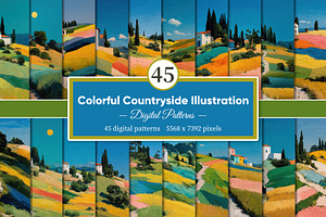 Colorful Countryside Illustration, a Decorative Illustration by Housui Patterns