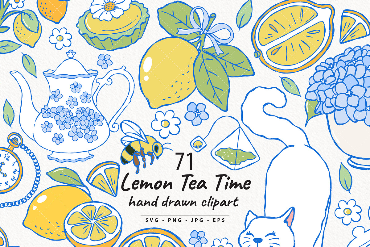 Lemon Tea Time Clipart Hand Drawn, a Food Illustration by TitaLivingArt (Photo 1 of 10)