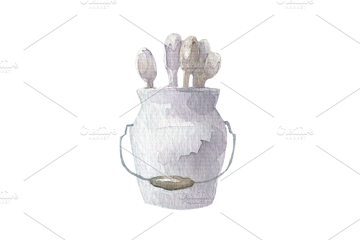 Kitchenware set in watercolor, an Illustration by My watercolor shop (Photo 5 of 6)