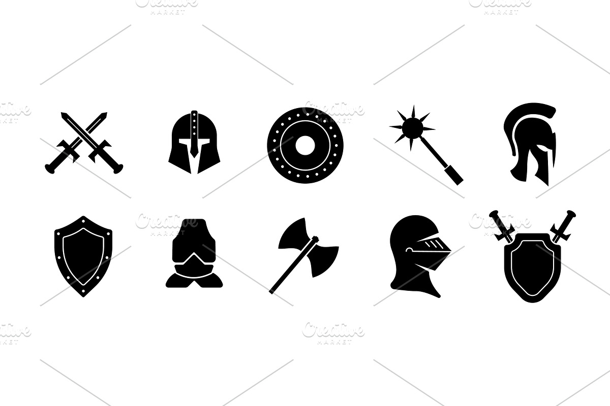 Black warrior icon with helmet, an Object Illustration by skripnikbb