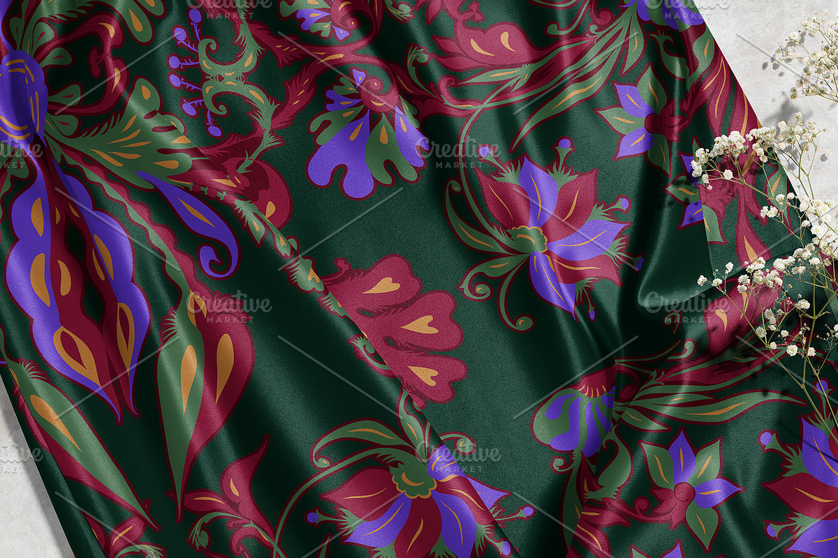 Midnight Botanical Silk Scarf, an Object Graphic by ilustrinna (Photo 4 of 9)