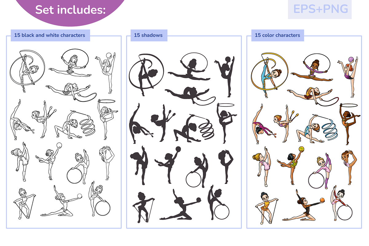 Rhythmic gymnastics characters set, a Sport Illustration by Ksenya Savva (Photo 6 of 10)