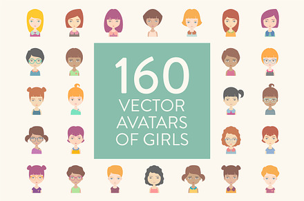 160 girls vector avatars