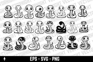 Cute happy friendly cartoon snake, an Animal Illustration by Vectorhight