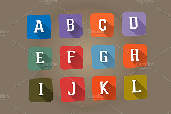 Set Flat Icons Alphabet Letter A L