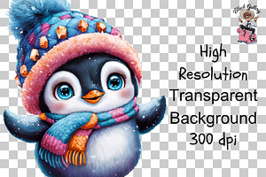 Adorable Winter Penguin PNG Clipart