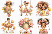 Yellow Tulip Spring Girls Clipart, an Illustration by Craft Nest (Thumbnail 4 of 6)