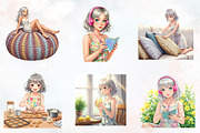Gray Summer Home Watercolor Cliparts, an Illustration by RobertsArt (Thumbnail 2 of 8)