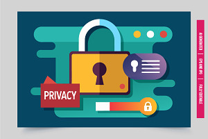 Flat padlock with key privacy, an Illustration by Tanuart