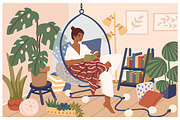Woman relax at cozy home, a Person Illustration by Good Studio (Thumbnail 1 of 3)
