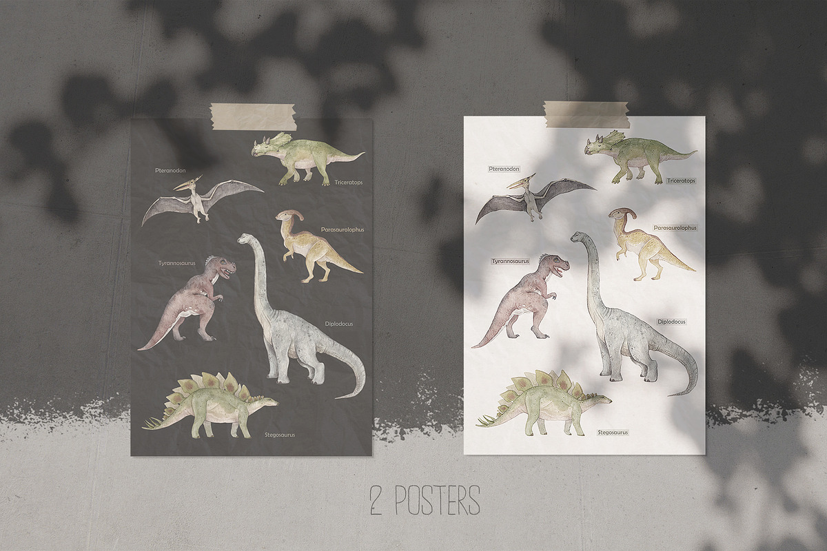 DINOSAURS watercolor set, an Animal Illustration by Natali Smolova (Photo 4 of 11)