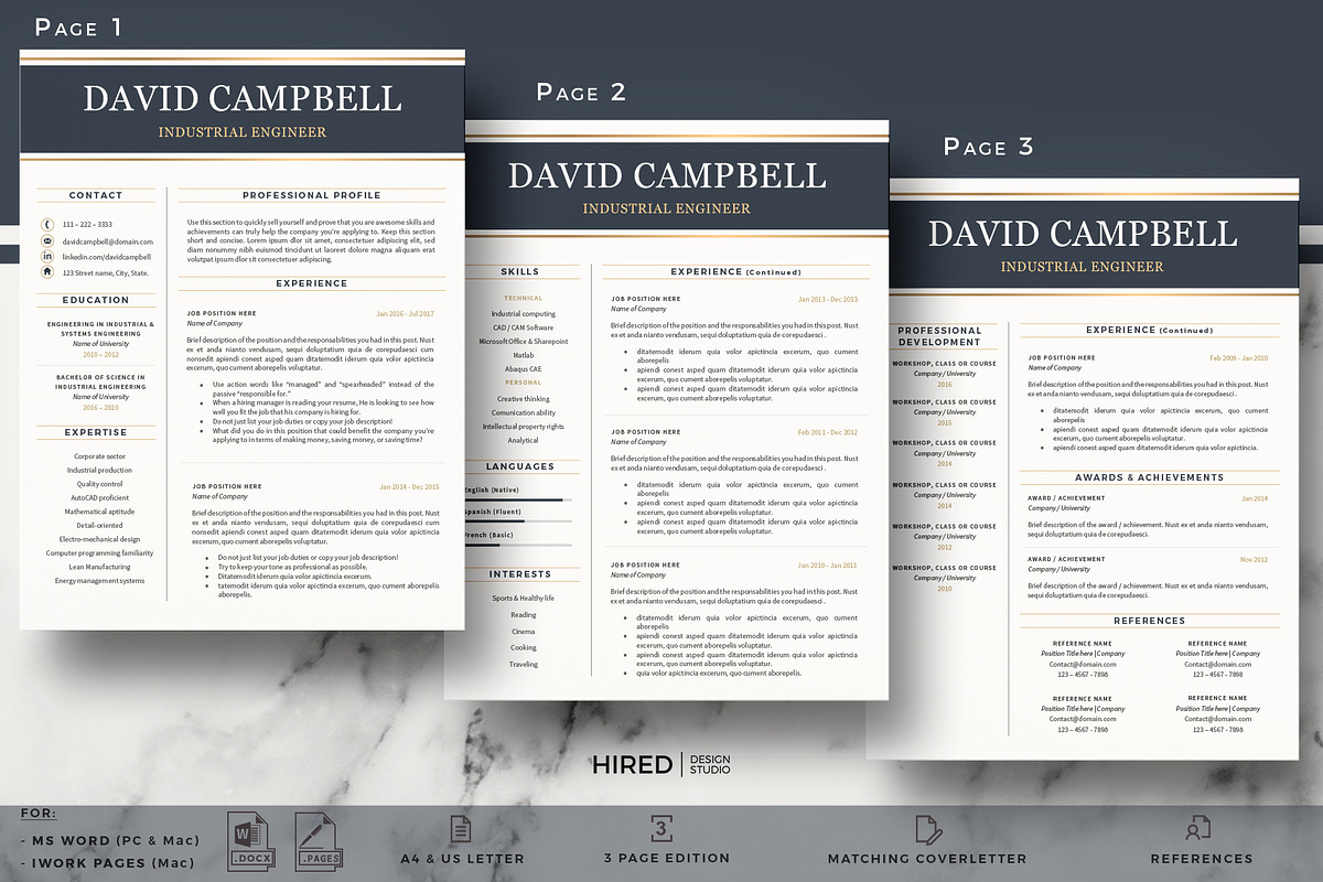 Resume for Engineer. Engineering CV, a Resume Template by HIRED Design Studio (Photo 3 of 11)