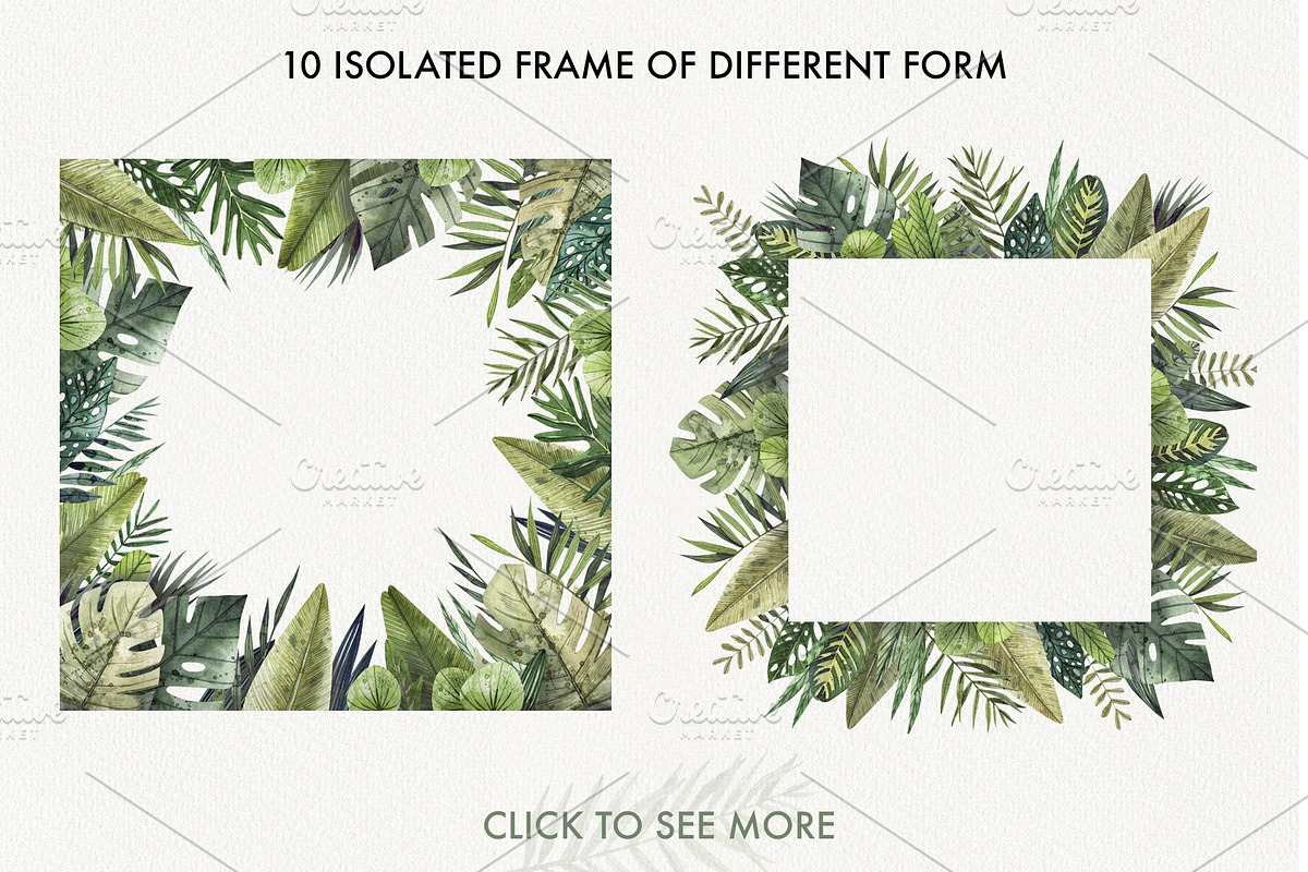 TROPICAL LEAVES & ELEMENTS, a Decorative Illustration by Watercolor by Tonia Tkach (Photo 3 of 6)