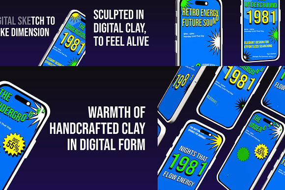3D Phone Clay Mockup Landscape preview 2