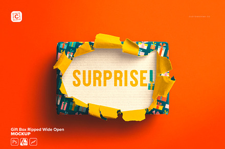 Gift Box Ripped Wide Open Mockup, a Packaging Mockup by Custom Scene