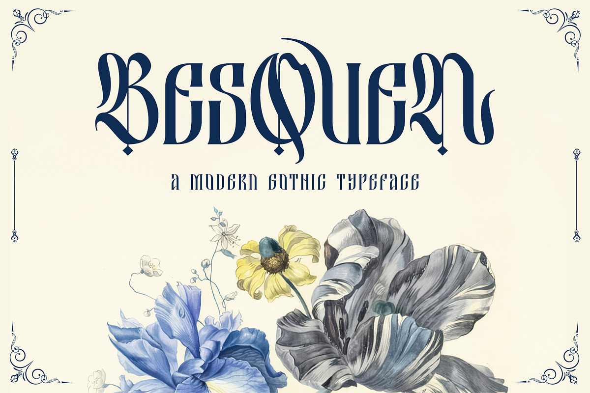 Besquen Modern Gothic Typeface, a Blackletter Font by Heinzel Std (Photo 1 of 13)