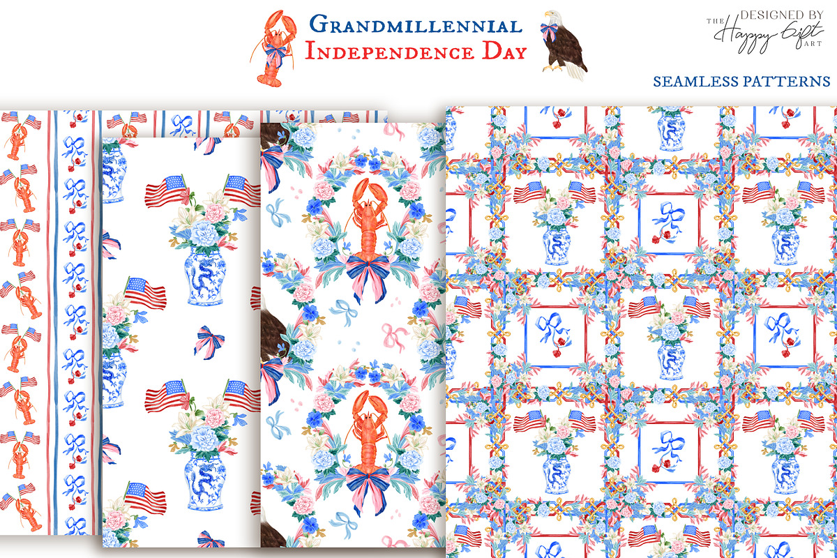 Grandmillennial Independence Day, a Decorative Illustration by TheHappyGiftArt (Photo 14 of 21)