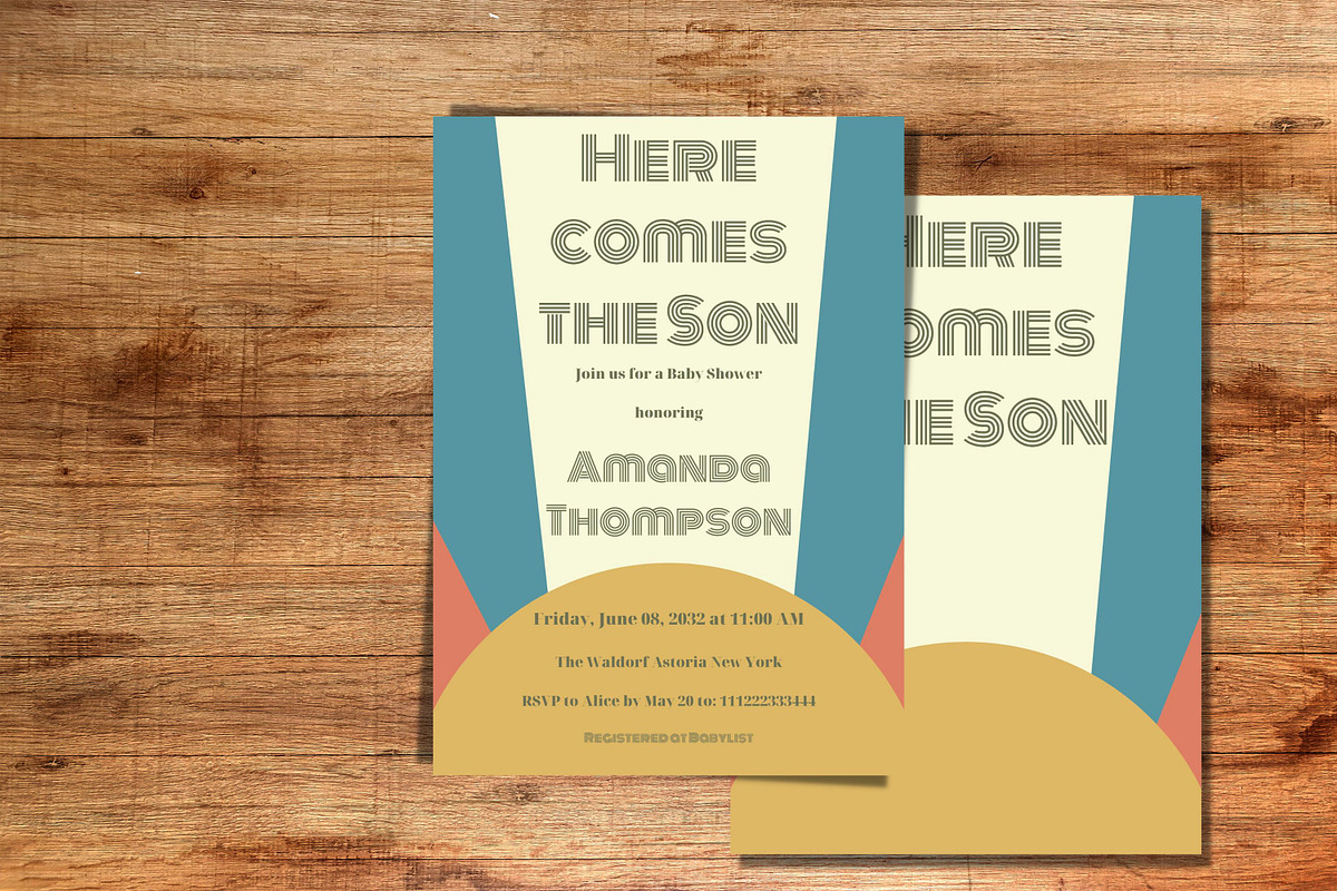Retro Sunshine Baby Shower Invite, an Invitation Template by Patterndigitpics (Photo 2 of 6)