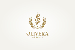 olive branch with flower icon logo, a Branding & Logo Template by Blazybone
