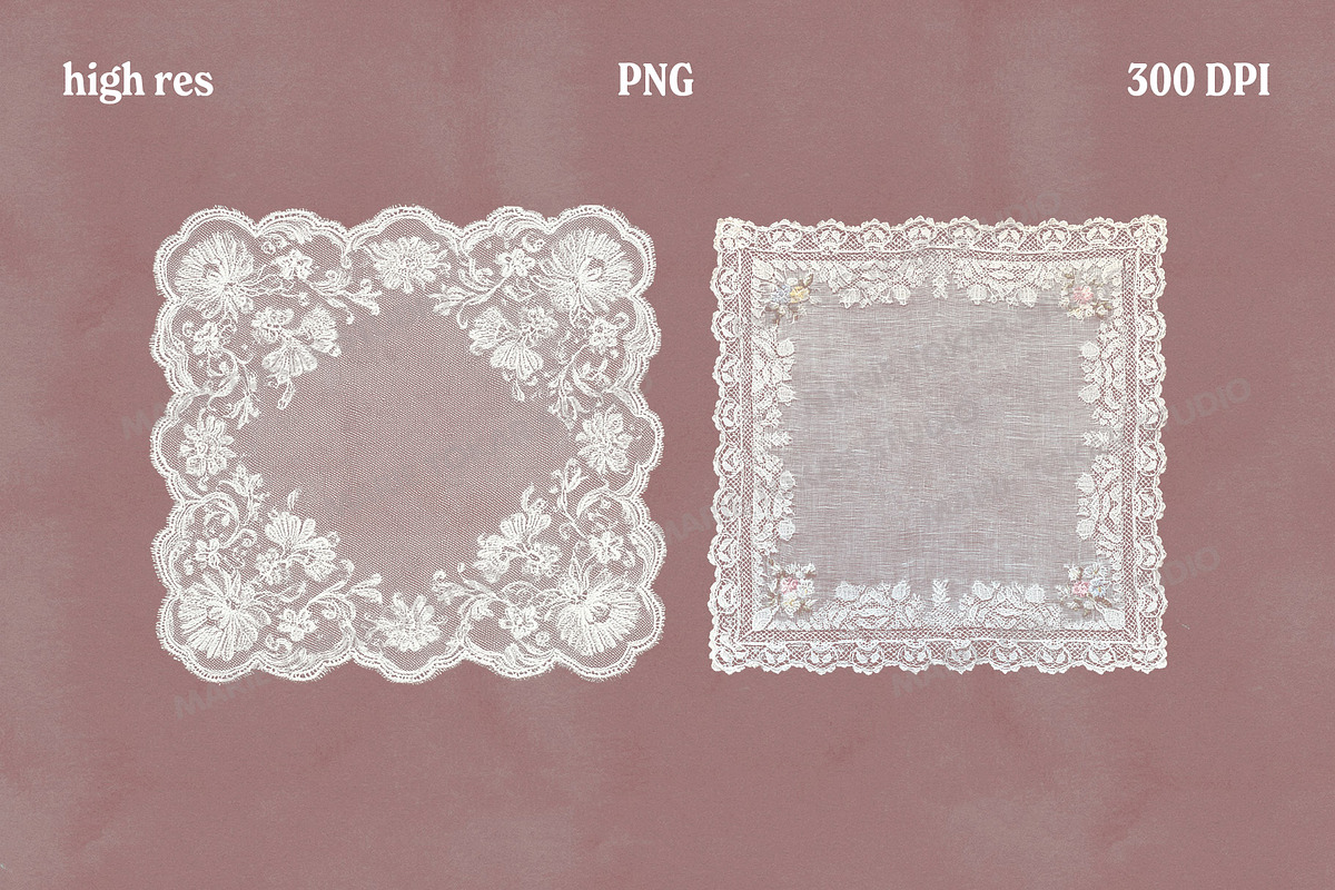 Vintage Fabric Doilies Bundle PNG, an Object Graphic by Marie T (Photo 20 of 24)