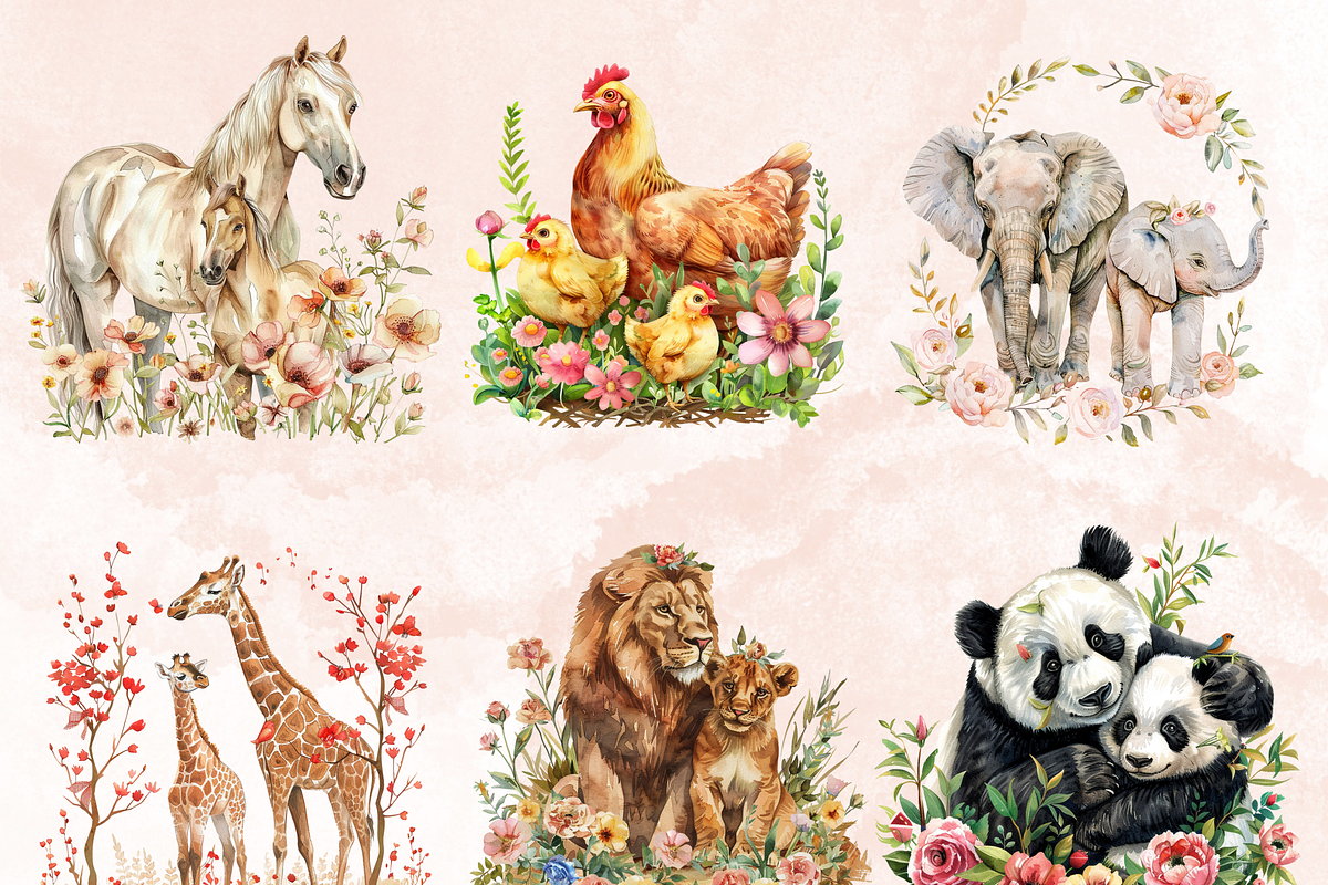 Mother's Day Animals Clipart, a Graphic by GiraffeCreative (Photo 4 of 9)