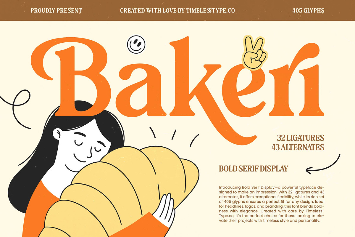 Bakeri Modern Retro Serif Font, a Serif Font by timelesstype.co (Photo 1 of 20)