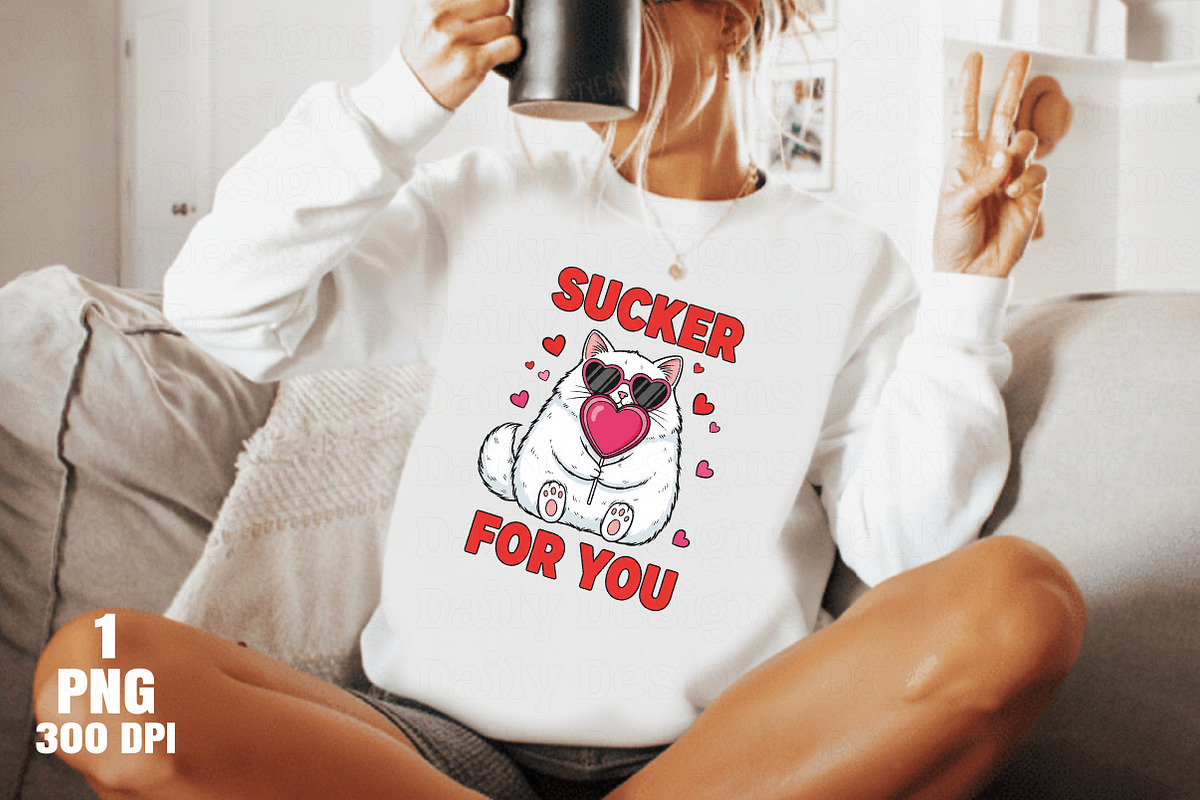 Funny Cat Valentine Sucker PNG, an Illustration by Daily.Designs (Photo 4 of 5)