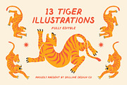 Tiger Illustrations Bundle, an Animal Illustration by Skilline Design Co. (Thumbnail 1 of 10)