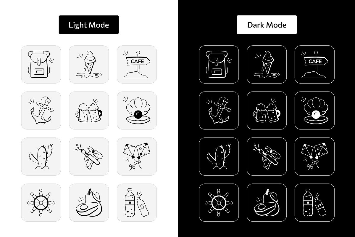 Summer and Beach Doodles Set, an Outline Icon by Prosymbols (Photo 4 of 7)