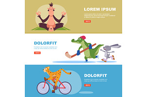 Sport animals. horizontal banners, an Animal Illustration by Onyx