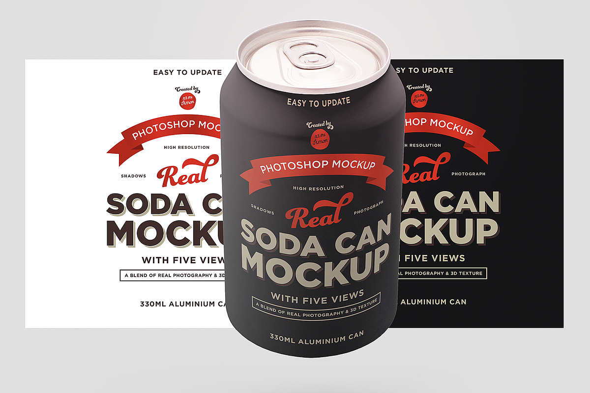 Soda can mockup with 5 awesome views, a Product Mockup by Itsmesimon (Photo 5 of 11)