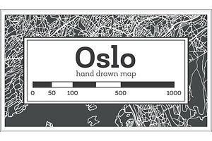 Oslo Norway Map In Retro Style.