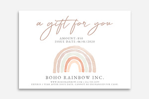 Boho Rainbow Gift Certificate