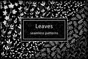 Black&White Leaves patterns set
