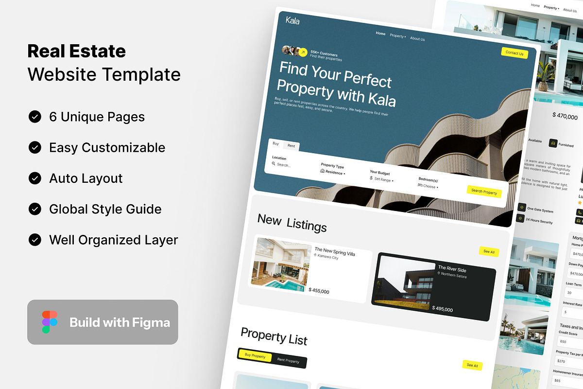 Kala - Real Estate Website Template, an UI Kit Template by Rozepaars Design (Photo 1 of 2)