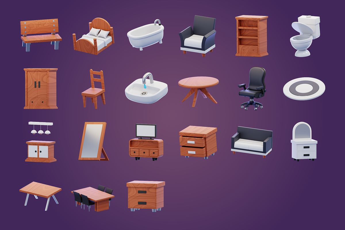 Furniture 3D Icon Pack, a Furniture 3D Model by Bartama Graphic (Photo 2 of 2)