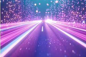 Futuristic neon highway with dynamic, an Illustration by Lermont51