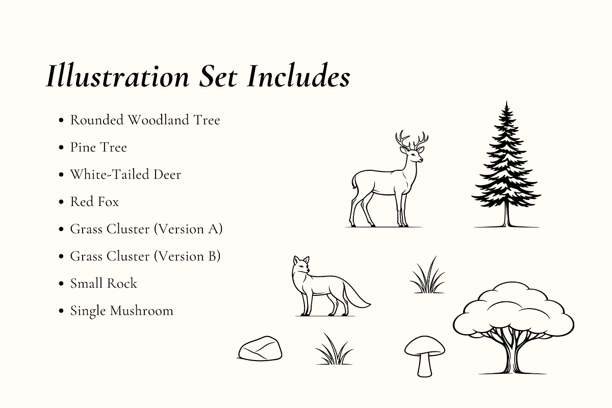 Signature Woodland Illustration Set, an Object Graphic by Hughes Studio (Photo 4 of 8)
