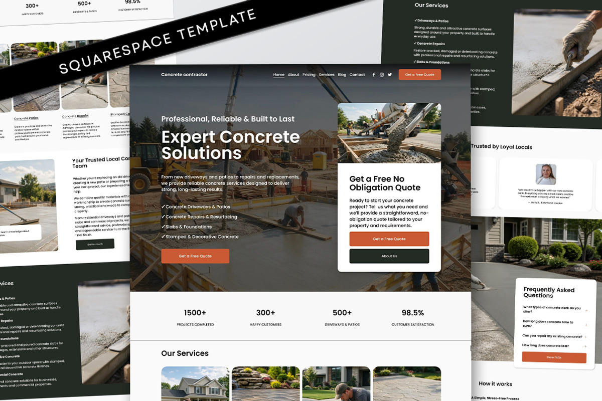 Concrete Contractor Website Template, a Squarespace Template by Template Twist Shop (Photo 1 of 9)