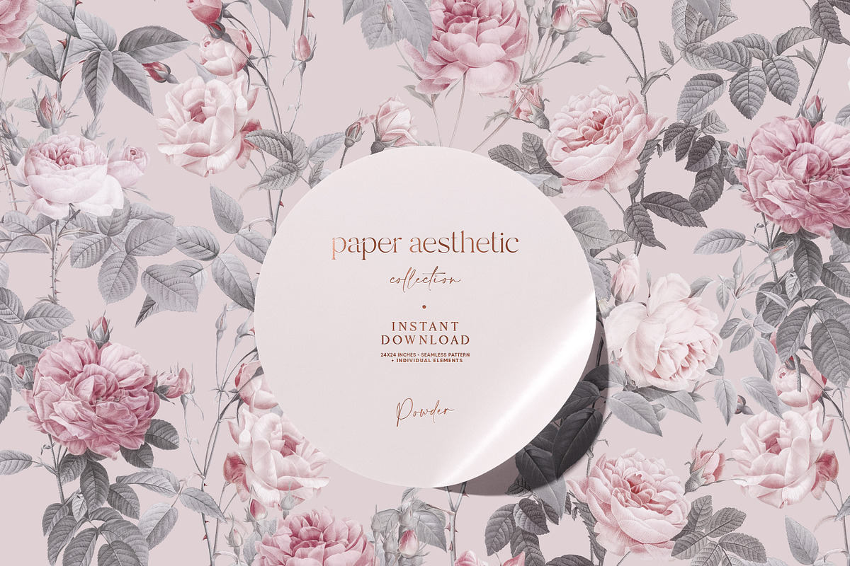 Pastel Pink Flowers Paper Pack, a Pattern Graphic by paper aesthetic (Photo 1 of 9)