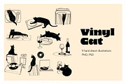 Vinyl Cat Illustration Bundle, a Decorative Illustration by Little Gremlin (Thumbnail 1 of 7)