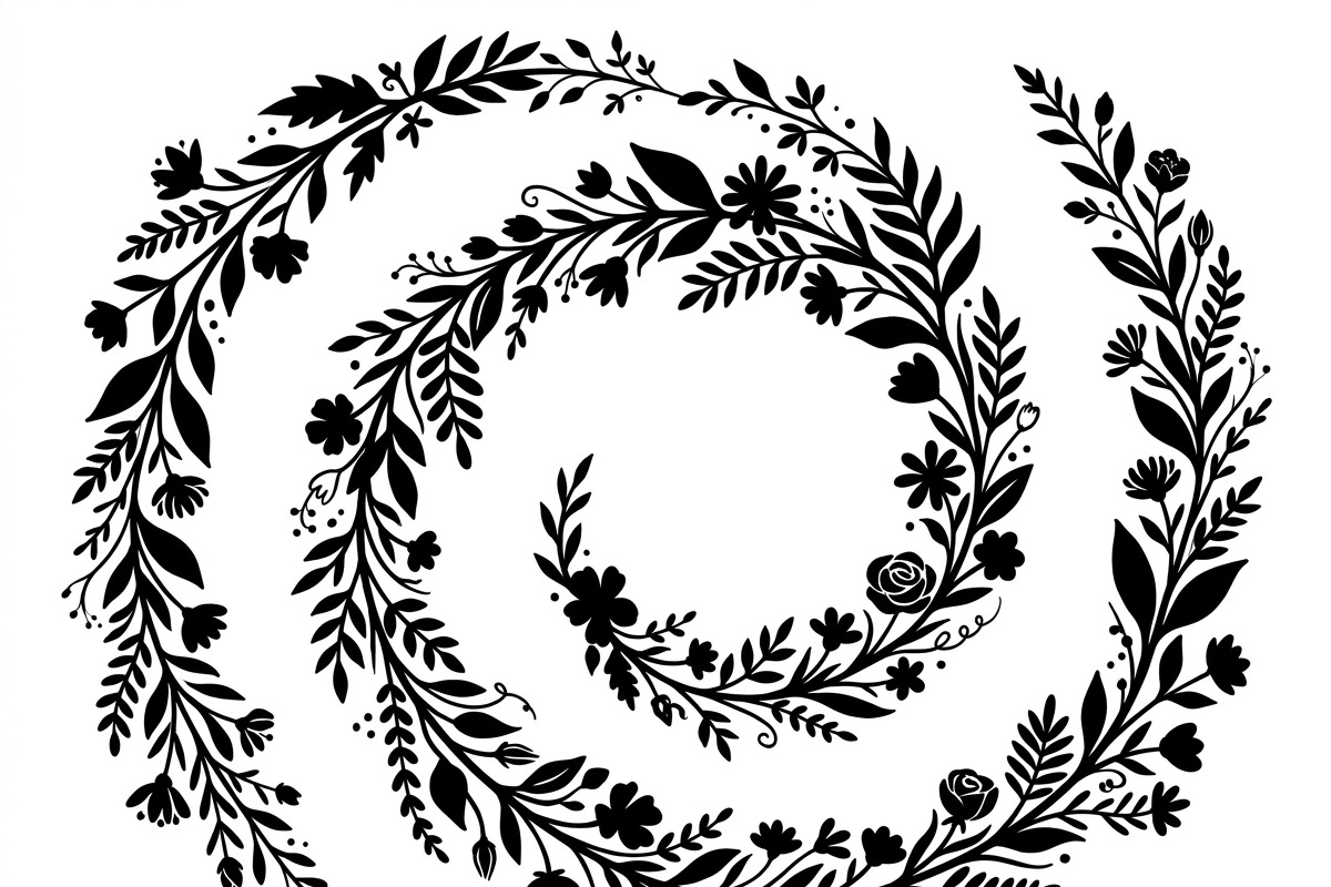 50 Elegant Floral Leaf Spiral Frame, a Decorative Illustration by Amazin_art (Photo 32 of 39)