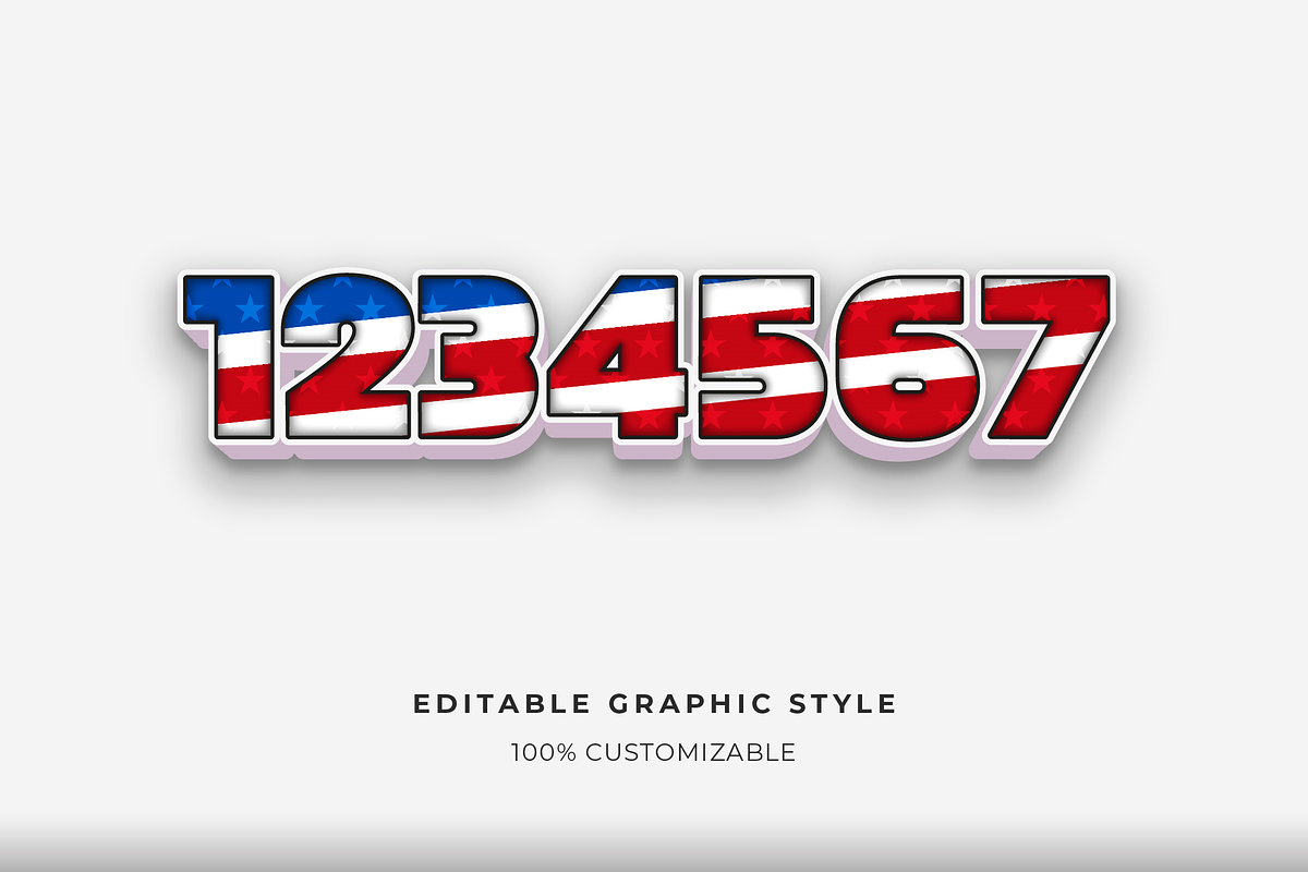 USA Flag 3D Block Text Effect preview 2