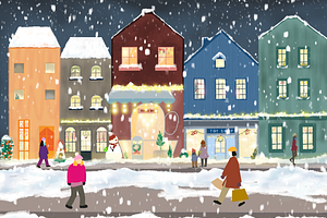 Christmas evening in snowfall, a Holiday Photo by Mayuri's Creative Store