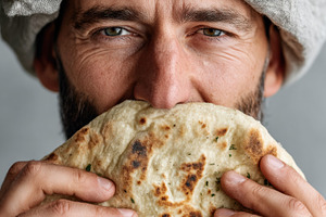 Man Enjoying a Fresh Piadina, a Food & Drink Photo by Virgo Studio