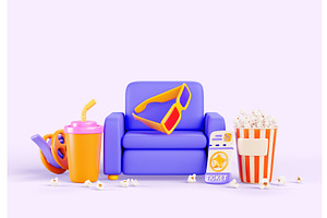 Cinema Seat Render Background. Chair